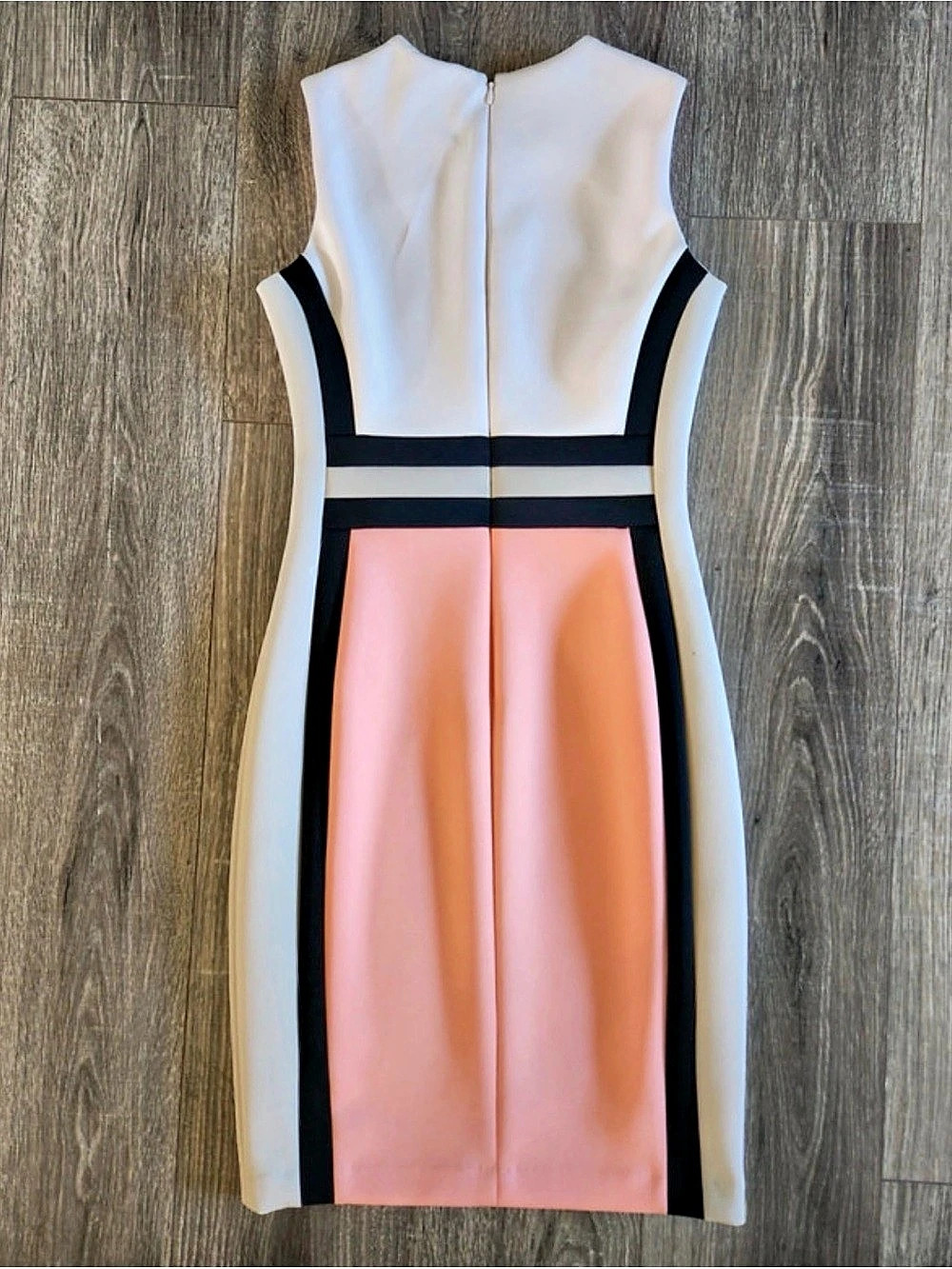 Calvin Klein Colorblock Scuba Sheath Dress Mini Dress White & Pink